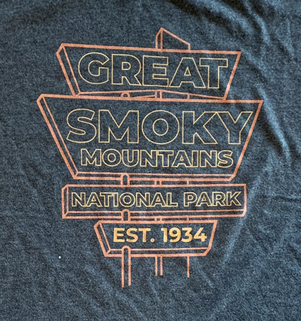Retro Neon Sign - Great Smoky Mountains National Park T-Shirt The Maples' Tree 